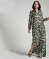 Green Printed Dress With Side Pockets